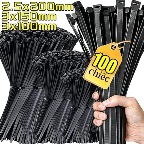 100 Dây buộc cáp nhựa đa năng - Dây rút tự khóa siêu bền cho tổ chức dây điện ngoài trời trong nhà