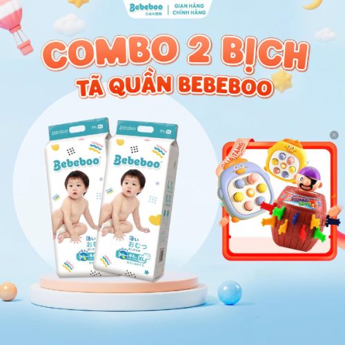 Combo 2 Bịch Tã/Bỉm Quần Bebeboo Nhật Bản Chính Hãng Thấm Hút Tốt Lên 1200ml, Chống Tràn Tuyệt Đối Cho Bé