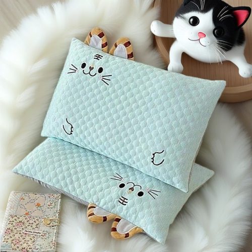 Gối trẻ em vải lụa băng lạnh, gối nằm cho bé thoáng mát thấm hút mồ hôi
