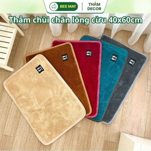 Thảm chùi chân lau chân lông cừu bông mềm 40x60cm trang trí nhà bếp, phòng tắm - BEEMAT BT06