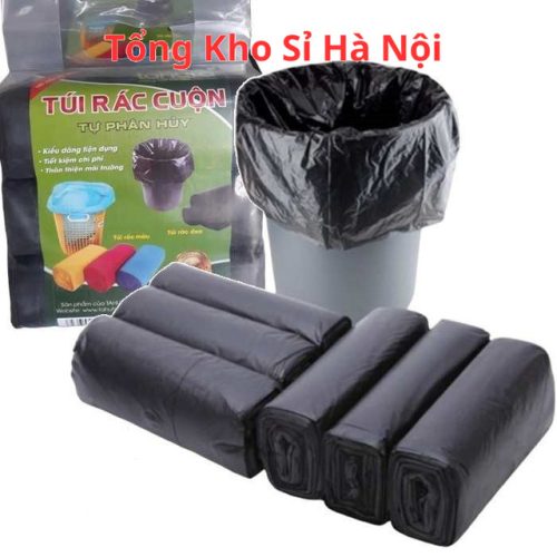 Túi Rác Tự Phân Hủy - Bao Rác Đen Kích Thước Lớn 55*65 cm 1 cuộn